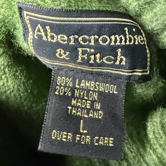 Vtg Abercrombie Fitch Sweater Womens Large Turtle Neck Lambswool Green Preppy - Picture 4 of 4